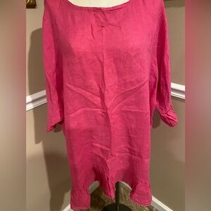 Coverup Dress Hot Pink linen like
Flair sleeve